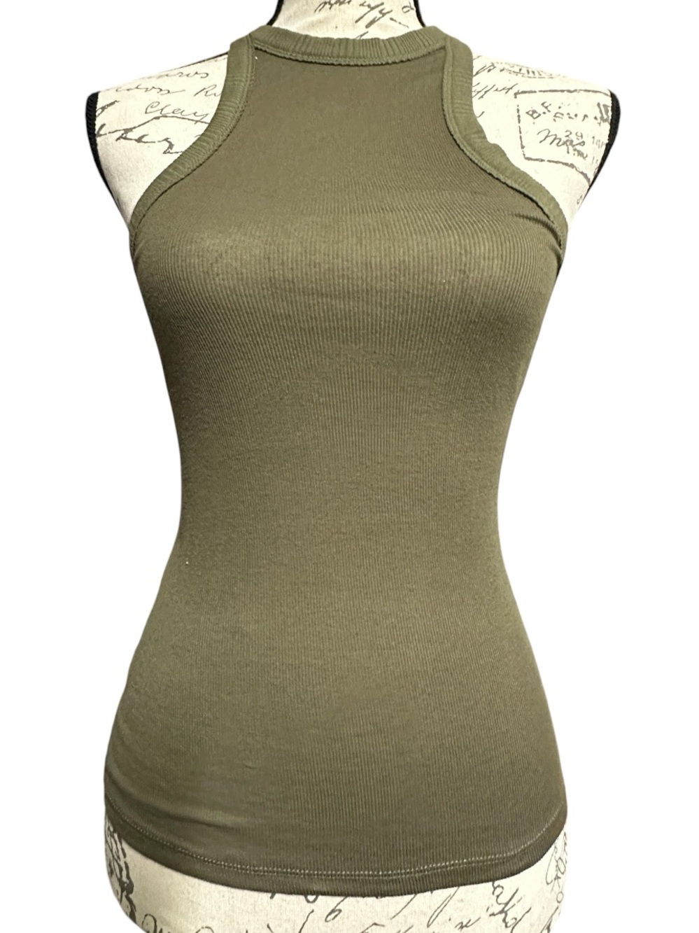 Intimately Free People Olive Green Ribbed Racerback Tank NWT S
